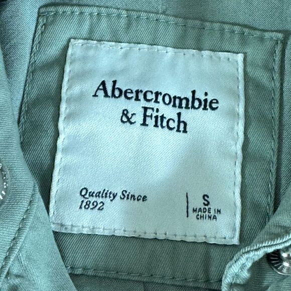 Abercrombie and Fitch shirt womens Sz Small snap front army green shacket cotton - Picture 7 of 11